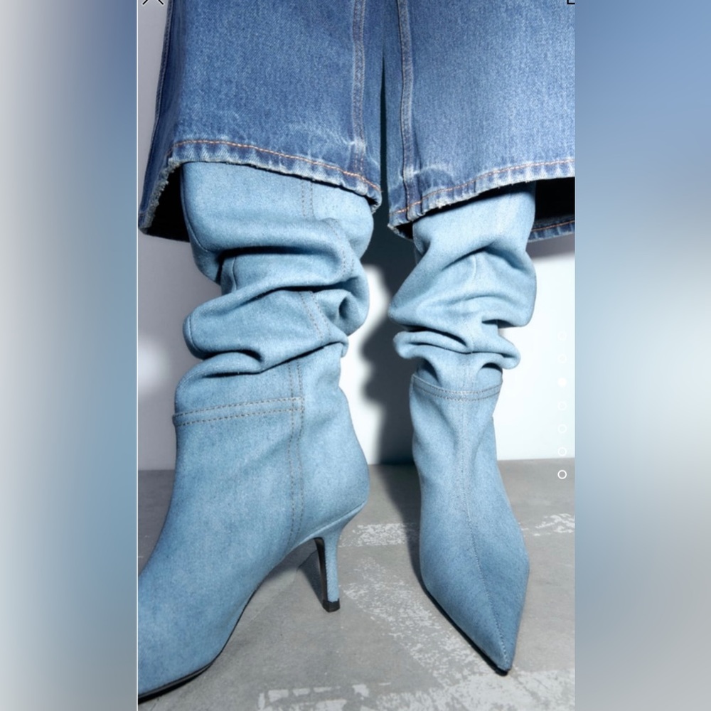 ZARA Knee high denim boot 6.5